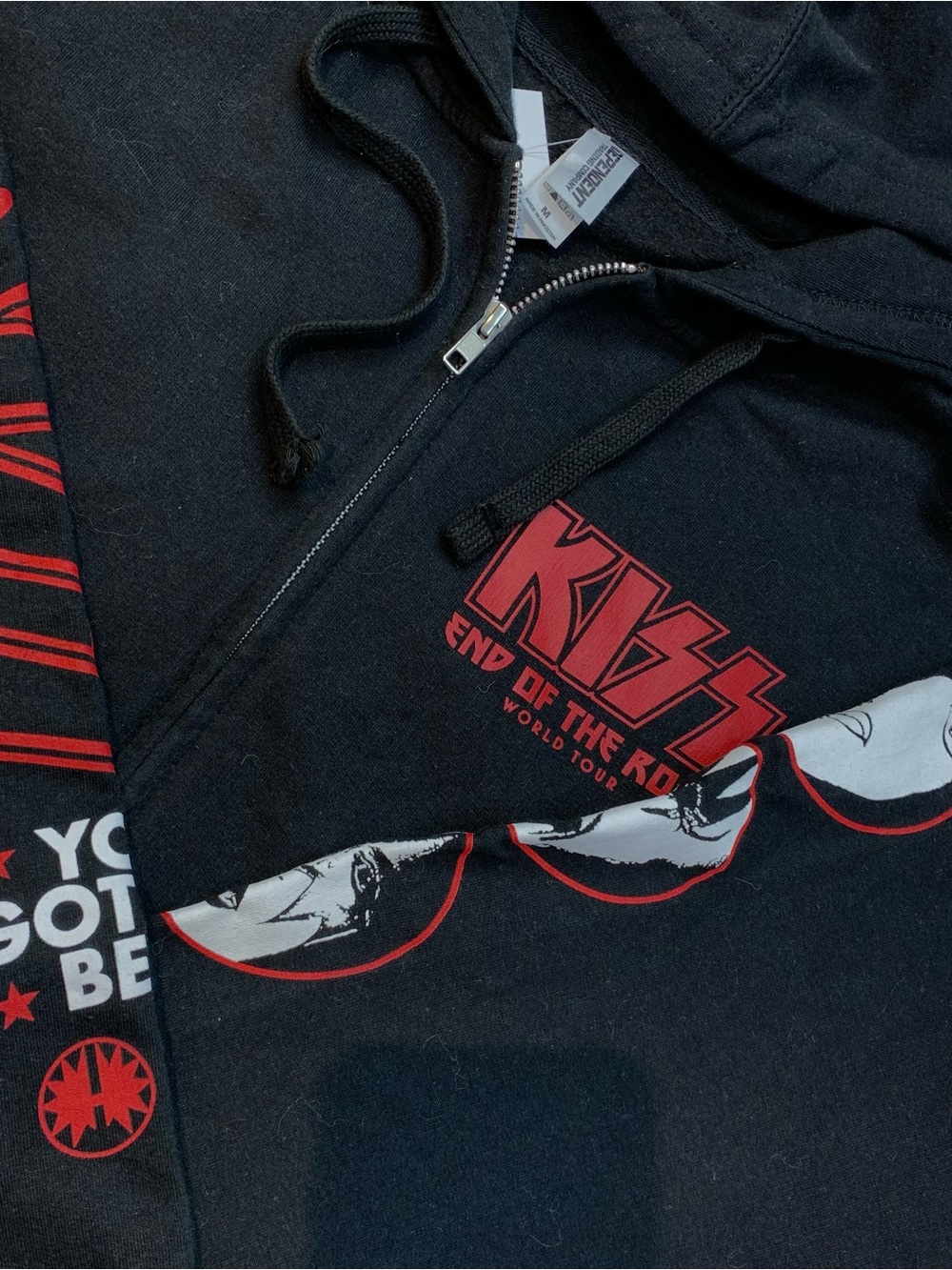 KISS End of the Road World Tour Zip Up Hoodie Medium Black Band Graphic Merch